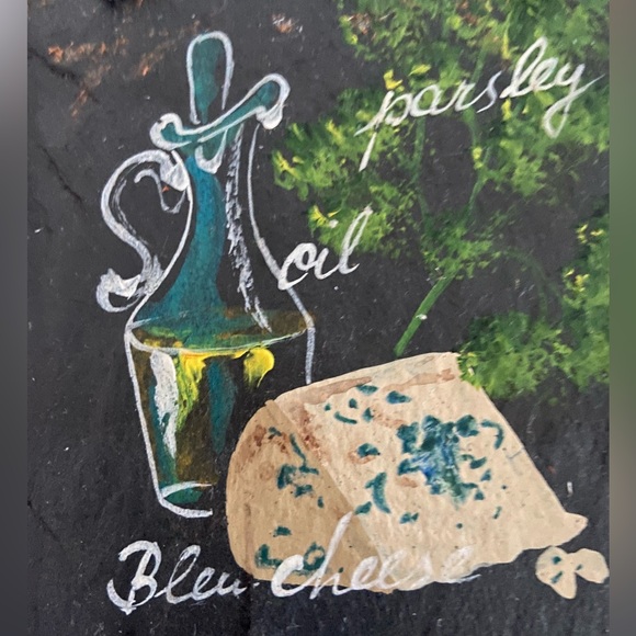 Vintage black slate wall art Herbs Hand Painted plaque set Sigrid Schmidt MCM - Picture 5 of 9